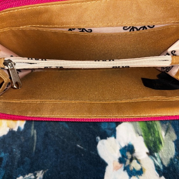 Hot Pink Jessica Simpson Wallet Faux Leather Wristlet Zip Around Organizer - Picture 8 of 11